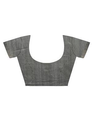 CLASSICATE from the house of The Chennai Silks Grey Printed Jute Cotton Saree With Running Blouse 6