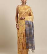 CLASSICATE from the house of The Chennai Silks Yellow Printed Jute Cotton Saree With Running Blouse