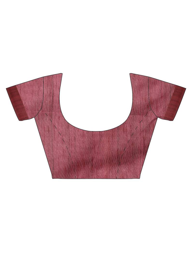 CLASSICATE from the house of The Chennai Silks Maroon Printed Jute Cotton Saree With Running Blouse