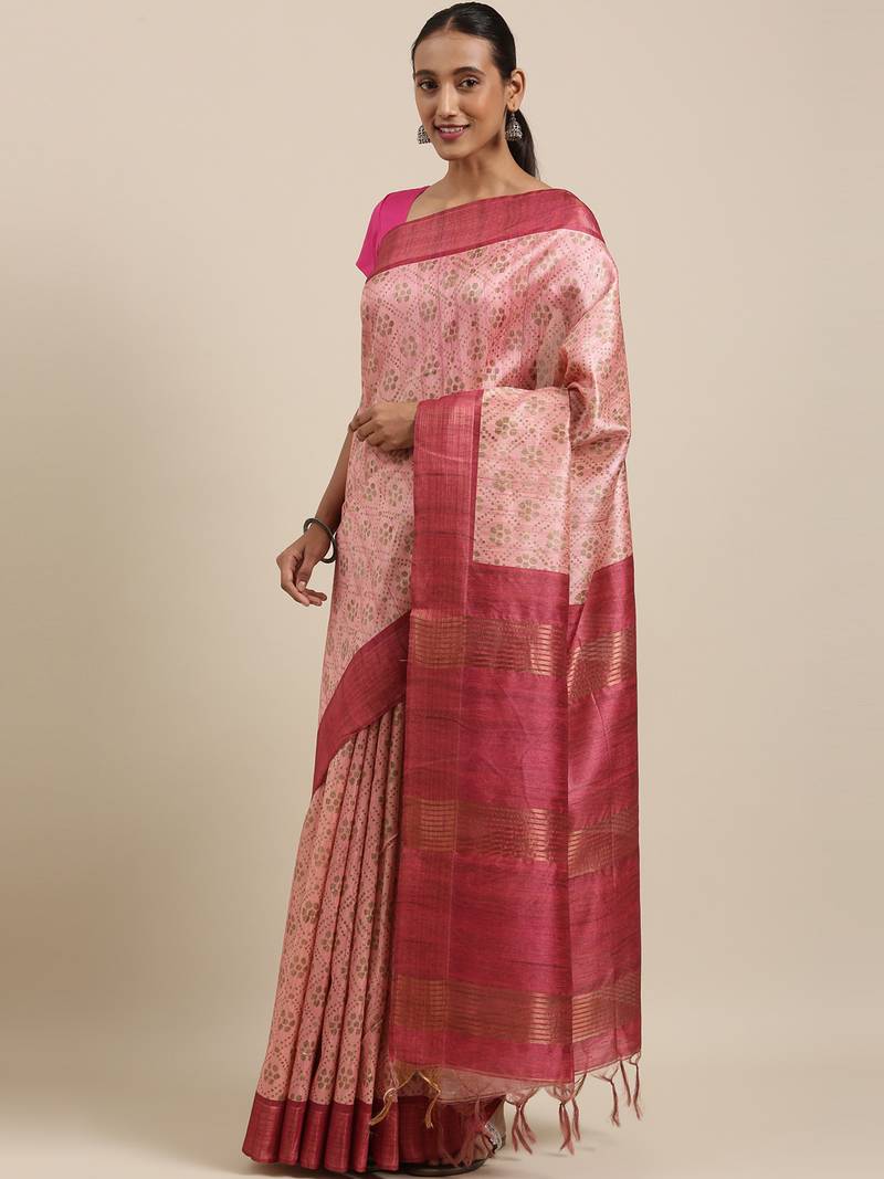CLASSICATE from the house of The Chennai Silks multicolor Printed Jute Cotton Saree With Running Blouse