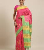 CLASSICATE from the house of The Chennai Silks Pink Printed Jute Cotton Saree With Running Blouse