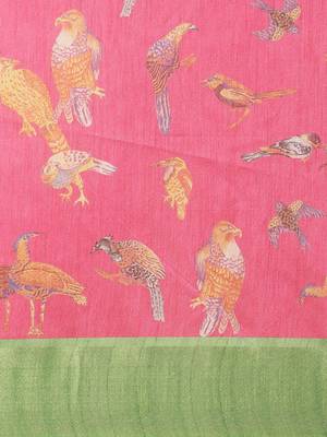 CLASSICATE from the house of The Chennai Silks Pink Printed Jute Cotton Saree With Running Blouse 4