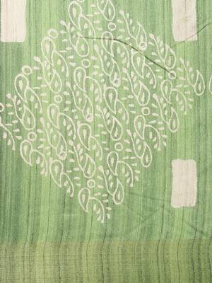 CLASSICATE from the house of The Chennai Silks Green Printed Jute Cotton Saree With Running Blouse 4
