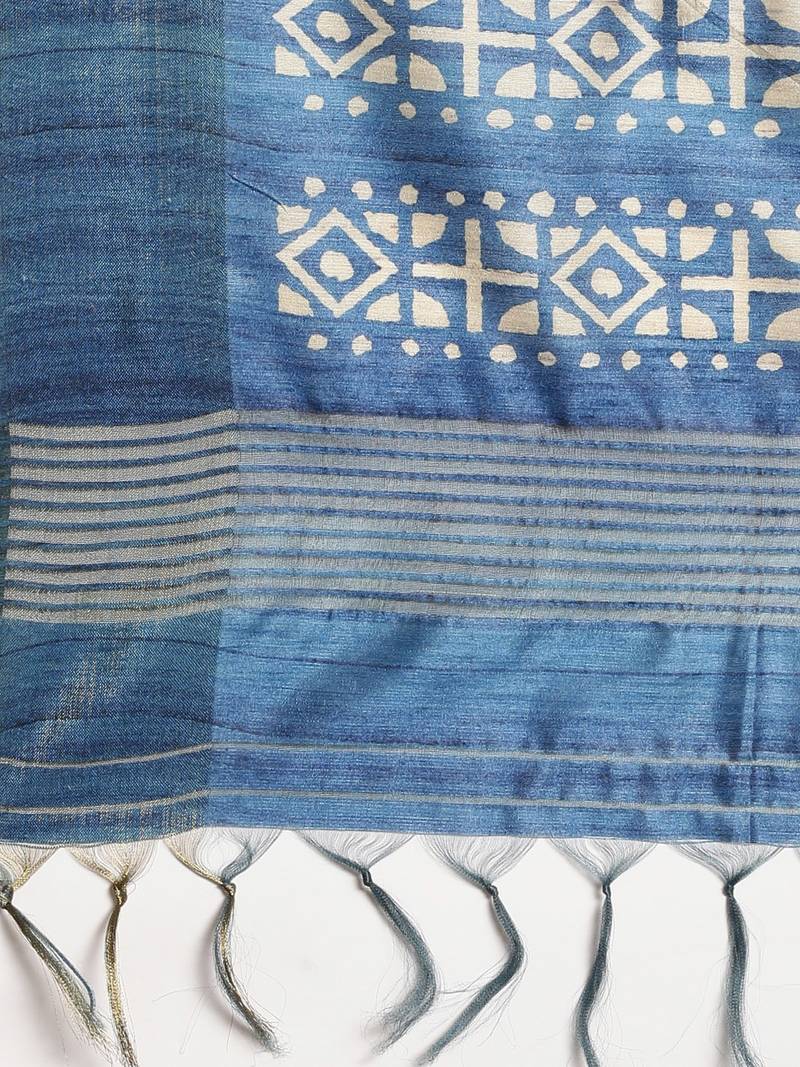 CLASSICATE from the house of The Chennai Silks Green Printed Jute Cotton Saree With Running Blouse