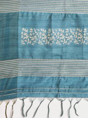 CLASSICATE from the house of The Chennai Silks Blue Printed Jute Cotton Saree With Running Blouse 5