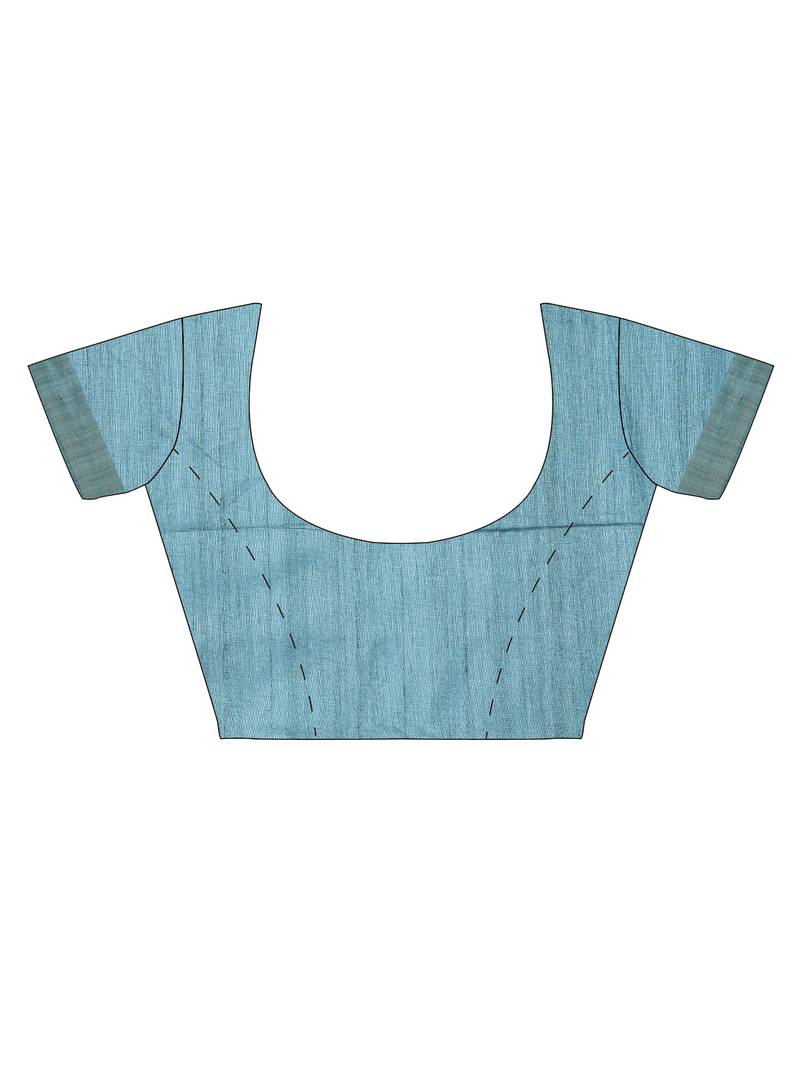 CLASSICATE from the house of The Chennai Silks Blue Printed Jute Cotton Saree With Running Blouse