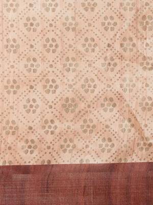 CLASSICATE from the house of The Chennai Silks Peach Printed Jute Cotton Saree With Running Blouse 4