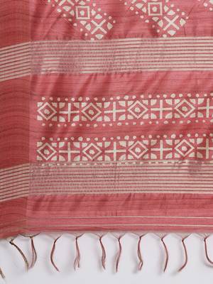 CLASSICATE from the house of The Chennai Silks Brown Printed Jute Cotton Saree With Running Blouse 5