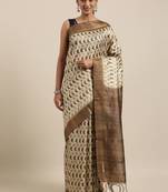 CLASSICATE from the house of The Chennai Silks Beige Printed Jute Cotton Saree With Running Blouse
