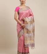 CLASSICATE from the house of The Chennai Silks Pink Printed Dupion Saree With Running Blouse