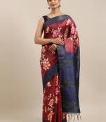 CLASSICATE from the house of The Chennai Silks Maroon Printed Dupion Saree With Running Blouse