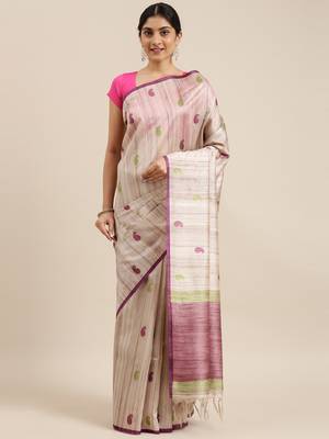 CLASSICATE from the house of The Chennai Silks Beige Dupion Saree With Running Blouse 1