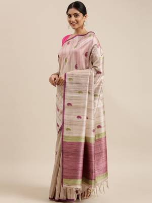 CLASSICATE from the house of The Chennai Silks Beige Dupion Saree With Running Blouse 2