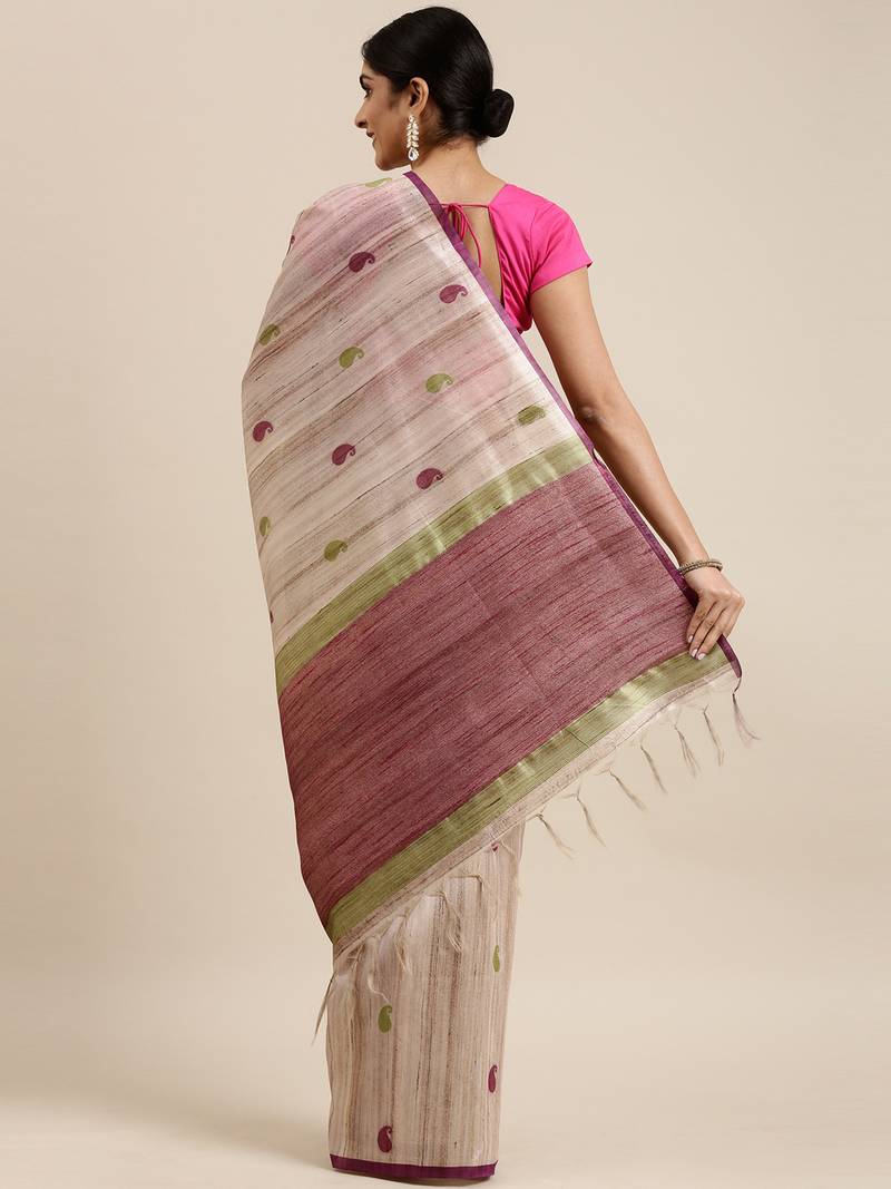 CLASSICATE from the house of The Chennai Silks Beige Dupion Saree With Running Blouse
