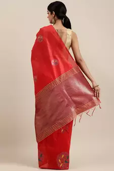 CLASSICATE from the house of The Chennai Silks Red Dupion Saree With Running Blouse