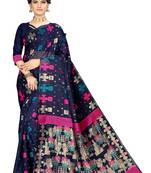 Pure Cotton Dhakai Jamdani Saree  with blouse(Navy)