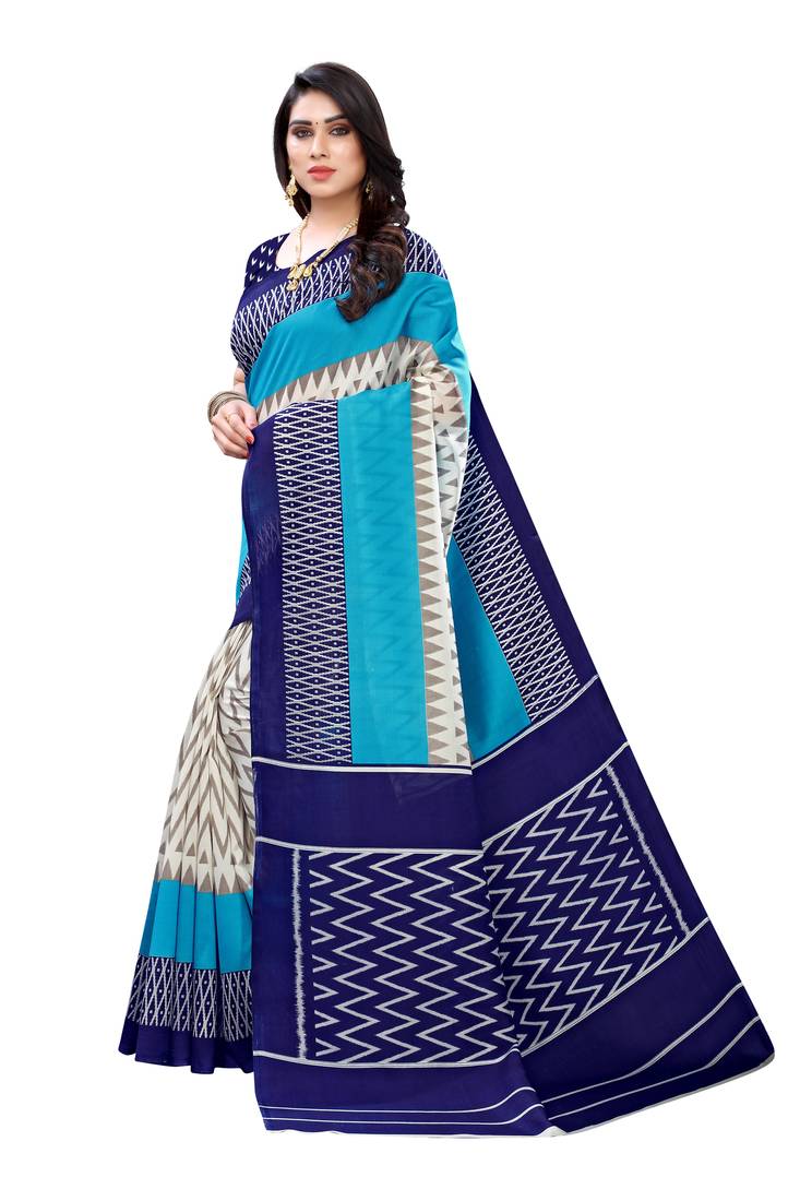 CLASSICATE from the house of The Chennai Silks Cream Printed Soft Litchi Saree With Running Blouse