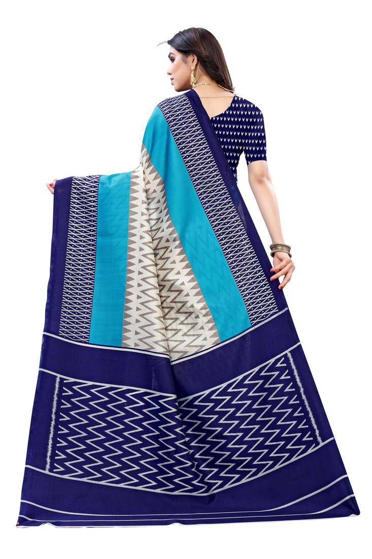 CLASSICATE from the house of The Chennai Silks Cream Printed Soft Litchi Saree With Running Blouse