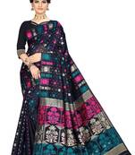 Pure Cotton Dhakai Jamdani Saree  With BlouseNavy  