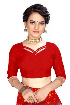 Pure Cotton Dhakai Jamdani Saree  With BlouseRed   5