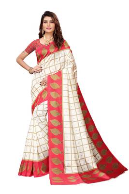 CLASSICATE from the house of The Chennai Silks Beige Printed Soft Litchi Saree With Running Blouse 1