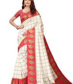 CLASSICATE from the house of The Chennai Silks Beige Printed Soft Litchi Saree With Running Blouse