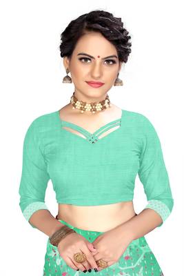 Pure Cotton Dhakai Jamdani Saree  With Blouse(Turquoise) 5