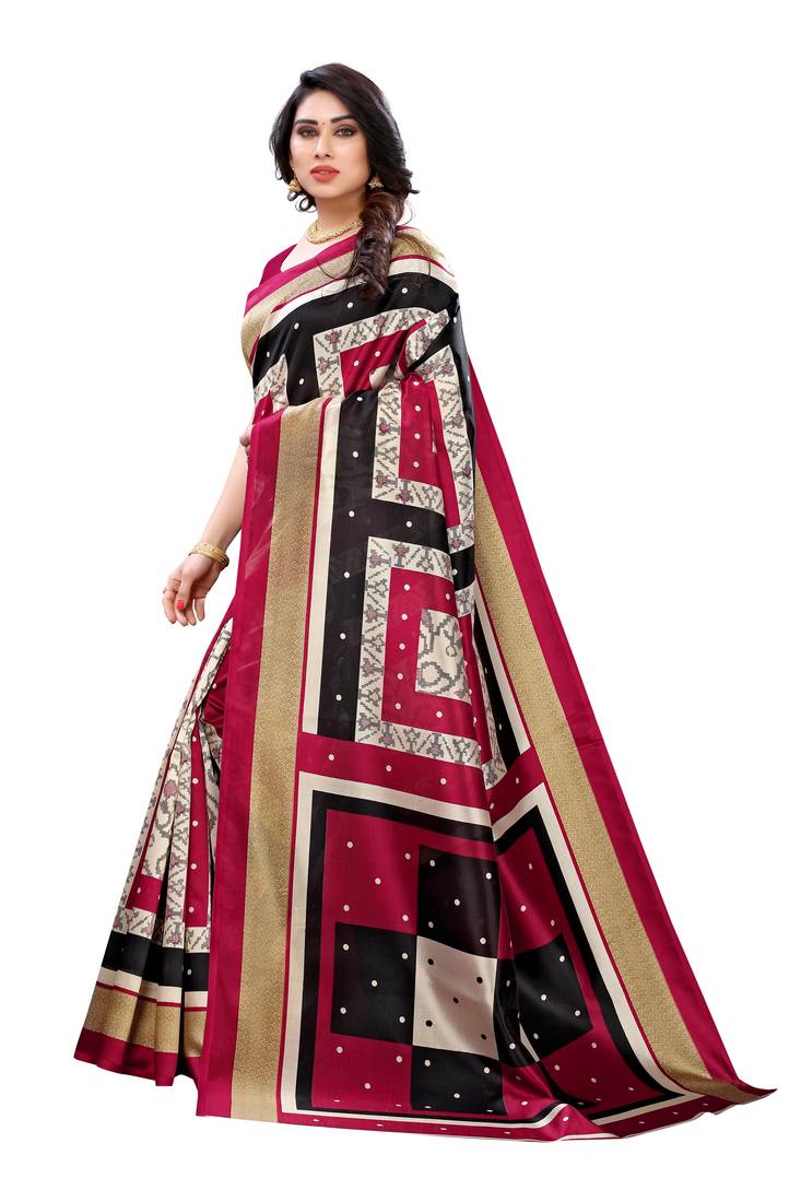 CLASSICATE from the house of The Chennai Silks Multicolor Printed Soft Litchi Saree With Running Blouse