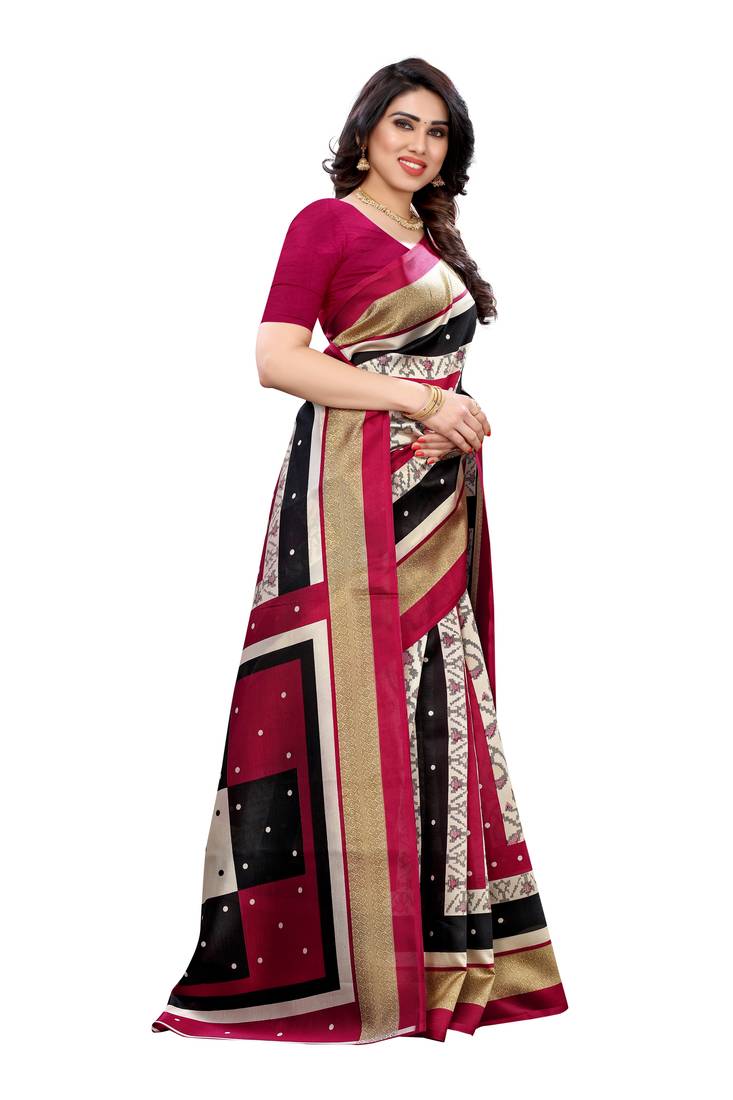 CLASSICATE from the house of The Chennai Silks Multicolor Printed Soft Litchi Saree With Running Blouse