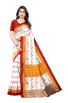 CLASSICATE from the house of The Chennai Silks Off White Printed Soft Litchi Saree With Running Blouse 1