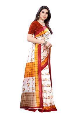 CLASSICATE from the house of The Chennai Silks Off White Printed Soft Litchi Saree With Running Blouse 2
