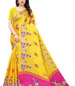 CLASSICATE from the house of The Chennai Silks Yellow Printed Soft Litchi Saree With Running Blouse