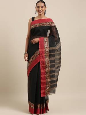 CLASSICATE from the house of The Chennai Silks Black Tangail Bengal Cotton Saree 1