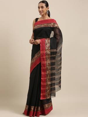 CLASSICATE from the house of The Chennai Silks Black Tangail Bengal Cotton Saree 2