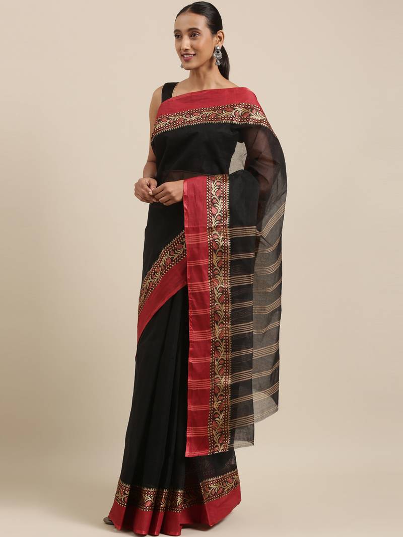 CLASSICATE from the house of The Chennai Silks Black Tangail Bengal Cotton Saree