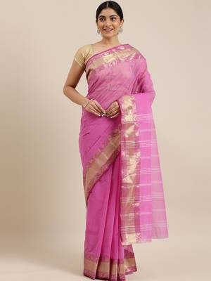 CLASSICATE from the house of The Chennai Silks Purple Tangail Bengal Cotton Saree 1