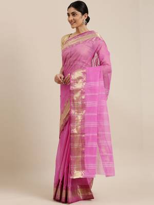 CLASSICATE from the house of The Chennai Silks Purple Tangail Bengal Cotton Saree 2