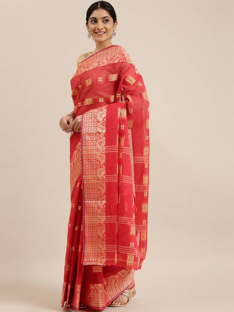 CLASSICATE from the house of The Chennai Silks Red Tangail Bengal Cotton Saree