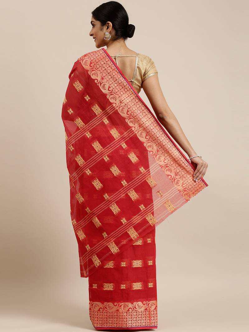CLASSICATE from the house of The Chennai Silks Red Tangail Bengal Cotton Saree