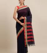 CLASSICATE from the house of The Chennai Silks Navy Blue Handloom South Cotton Saree With Running Blouse