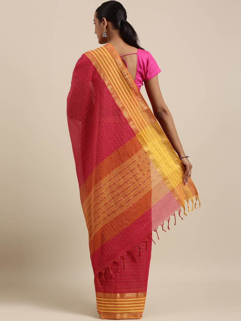 CLASSICATE from the house of The Chennai Silks Red Handloom South Cotton Saree With Running Blouse