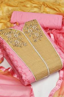 Pink thread faux cotton salwar