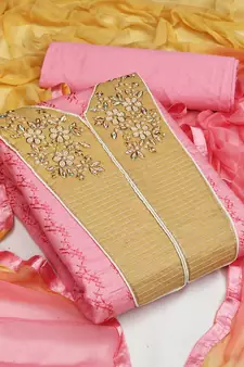 Pink thread faux cotton salwar