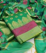 Green woven jacquard salwar
