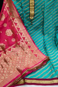 Sky-blue woven jacquard salwar
