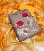 Light-brown embroidered faux cotton salwar