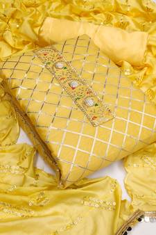 Yellow embroidered faux chanderi salwar