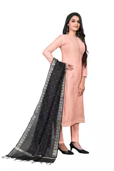 Light-peach thread faux chanderi salwar