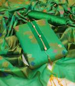 Green Jacquard Woven Zari Woven Suit Set