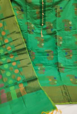 Green Jacquard Woven Zari Woven Suit Set 2